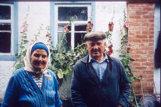 Yefrosynia Zahorulko with her husband
